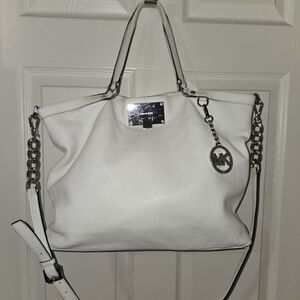 White Leather Tote Bag